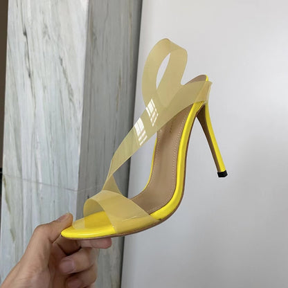 High Heel PVC Sandals Formal Ladies Party Shoes Women Summer Stilettos Open Toe Banquet Sandals Designer Shoes Women