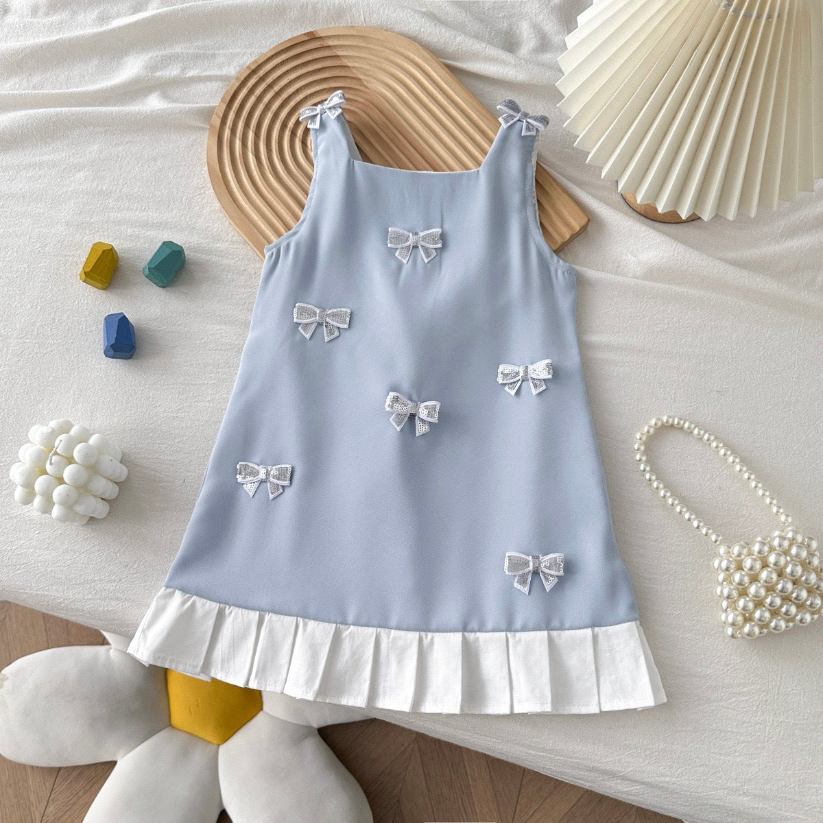 Summer Girls' Dress 3D Bow Backless Dress Sweet Princess Dress