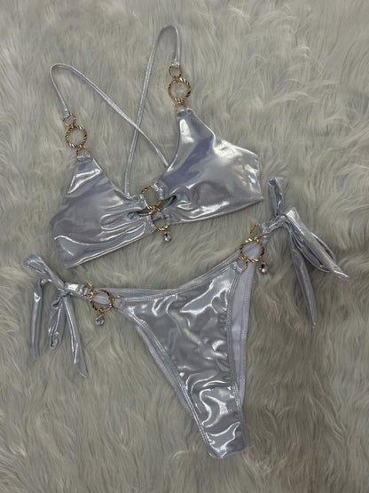 Metal ring hanging diamond bikini