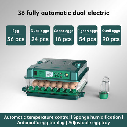 24/36 Egg Incubator Fully Automatic, Auto Turner & Temp Control, Dual Power 220V/12V Mini Poultry Hatcher for Chicken Duck