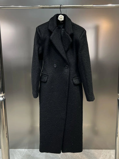 GetSpring Women Wool Coat  Autumn Winter Shoulder Padded Full Sleeve Ladies Woolen Jacket Fashion Loose Long Warm Overcoat