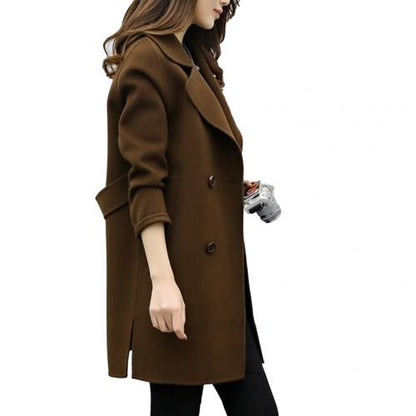 Two Breasted Ladies Long Sleeve Loose Suit Coat Jacket Women blazers Female Solid color long suit loose sliming jacket