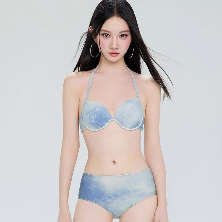 Skirt style four piece bikini hot spring long sleeved swimsuit