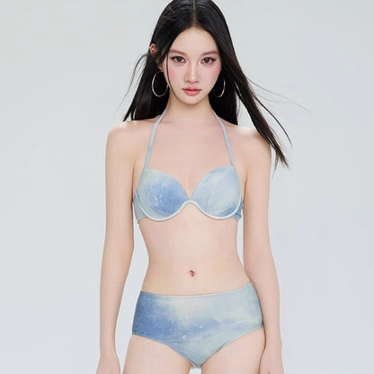Skirt style four piece bikini hot spring long sleeved swimsuit