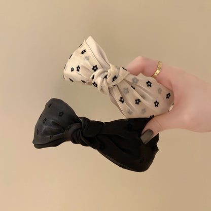 Spring And Summer High-End French Organza Small Flower Wide-Brimmed Headband Ladies Short Hair Crushed Hair Broken Hair Headband