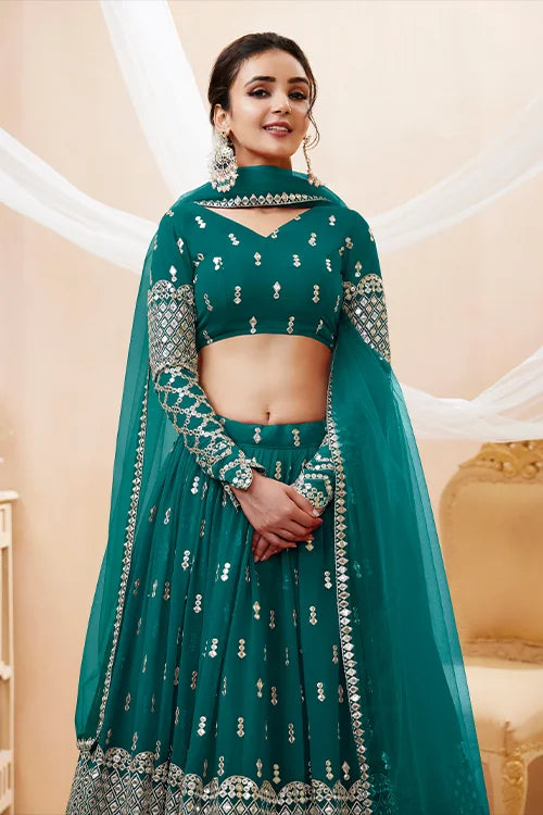 Fantastic Teal Blue Embroidered Women Lehenga Choli Collection