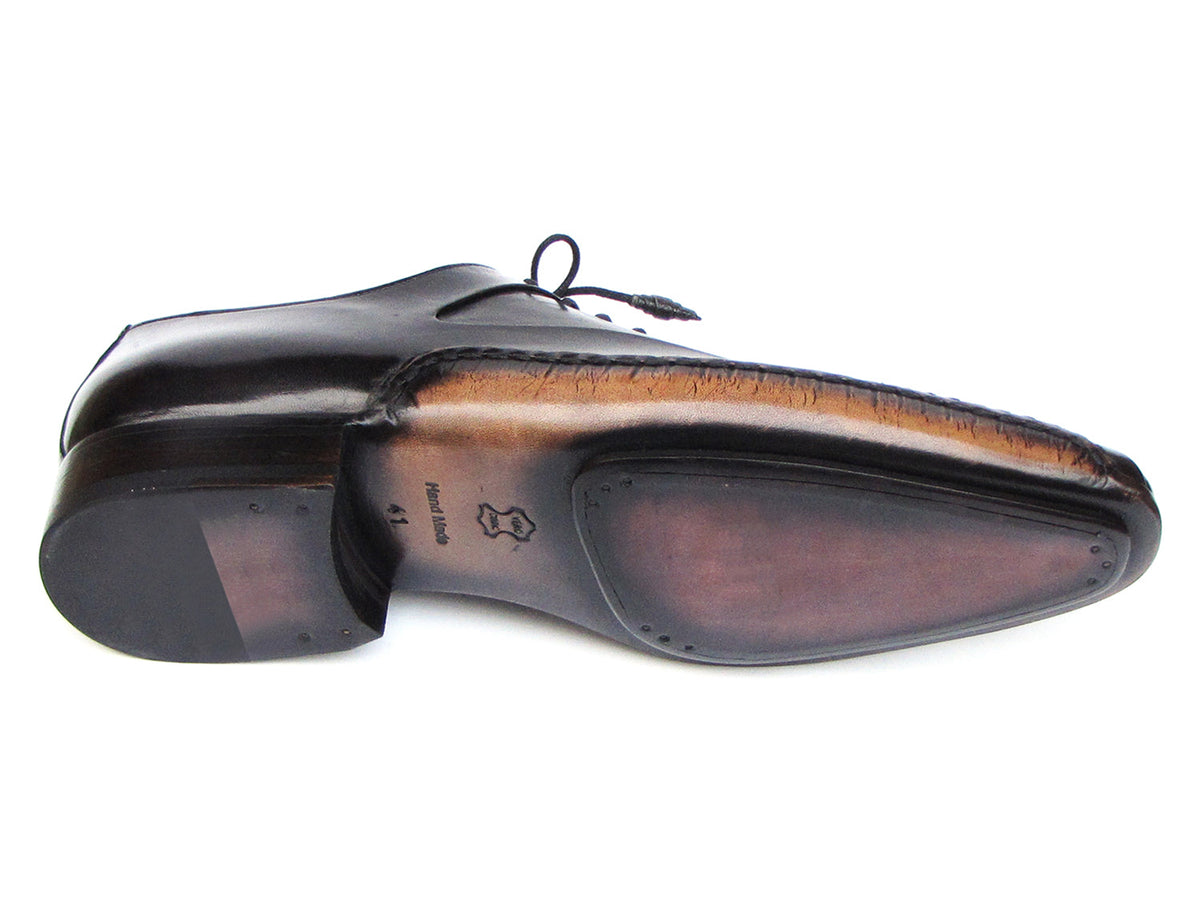 Paul Parkman Black Leather Oxfords Side Handsewn (ID#018-BLK)