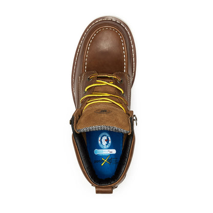 ROCKROOSTER Edgewood Men's 6 inch Brown steel toe waterproof wedge