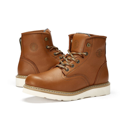 ROCKROOSTER Roberta Men's Safety Water Resistant Tan Leather Wedge