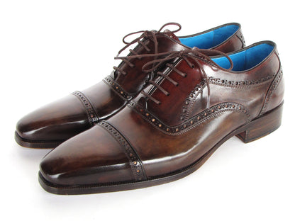 Paul Parkman Men's Captoe Oxfords Anthracite Brown Hand-Painted