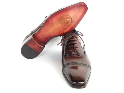 Paul Parkman Men's Captoe Oxfords Anthracite Brown Hand-Painted