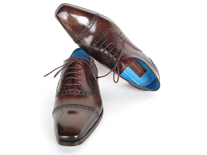 Paul Parkman Men's Captoe Oxfords Anthracite Brown Hand-Painted