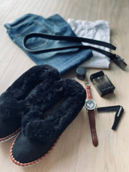 Mens Black Range Sheepskin Slippers Lucky Dip