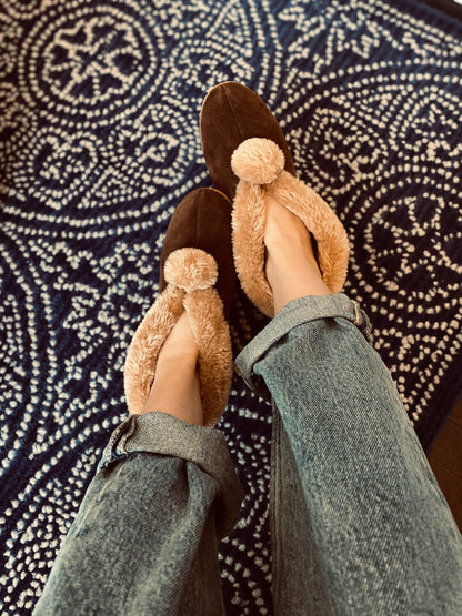 Suede Slipper Boots in Chestnut
