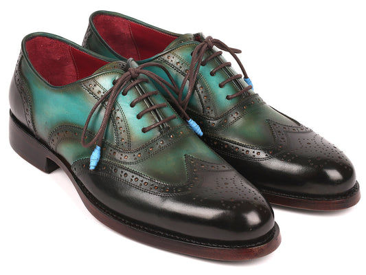 Paul Parkman Brown & Green Wingtip Oxfords Goodyear Welted