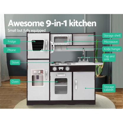 Keezi Kids Kitchen Play Set Wooden Pretend Toys Cooking Children Stove