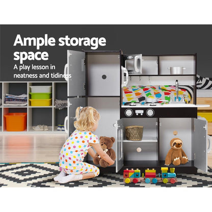 Keezi Kids Kitchen Play Set Wooden Pretend Toys Cooking Children Stove