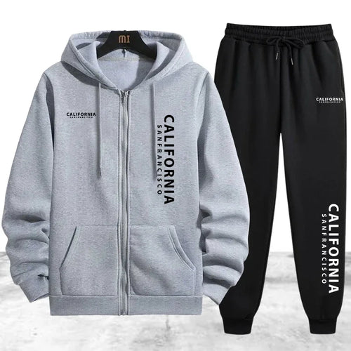 Tracksuit Men's Printing Casual Zip Hooded Sweatshirts Coat Outdoors