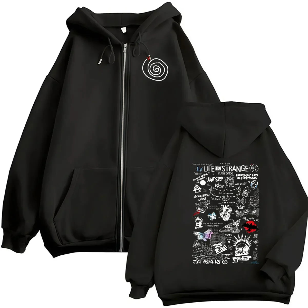 Game Life Is Strange Print Zipper Hoodie Men Women Vintage Long Sleeve