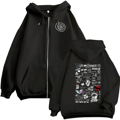 Game Life Is Strange Print Zipper Hoodie Men Women Vintage Long Sleeve