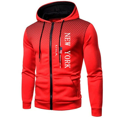 Men's Jacket Tracksuit Casual Zip Hooded Sweatshirts Dot Coat Outdoors