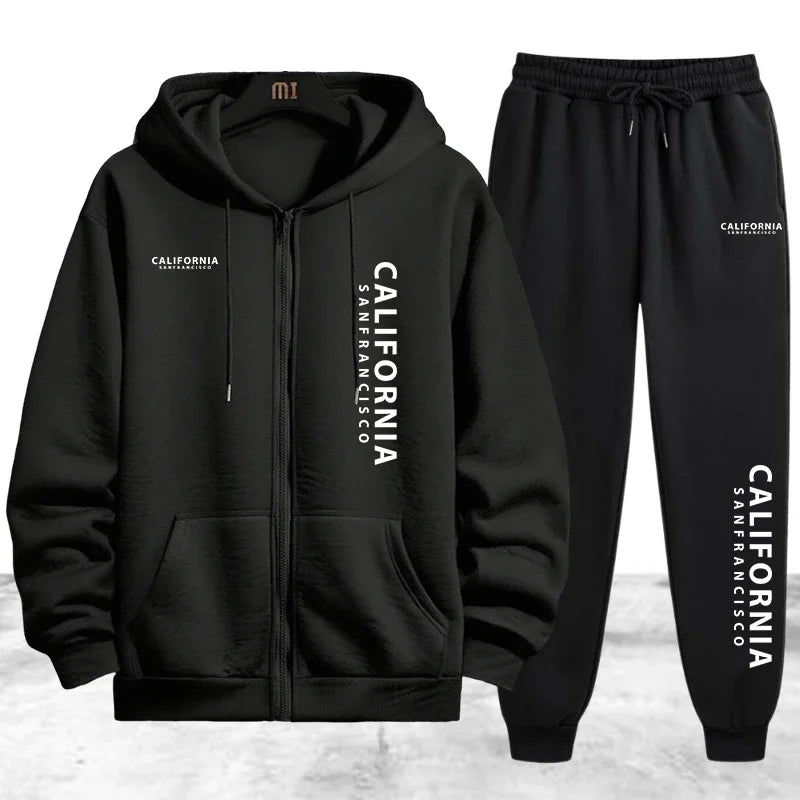 Tracksuit Men's Printing Casual Zip Hooded Sweatshirts Coat Outdoors