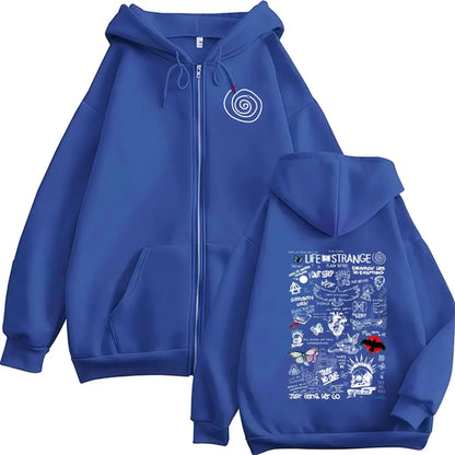 Game Life Is Strange Print Zipper Hoodie Men Women Vintage Long Sleeve