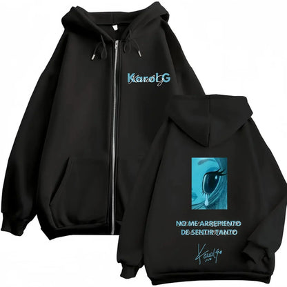 Karol G Album No Me Arrepiento De Sentir Tanto 2026 Zipper Hoodie Men