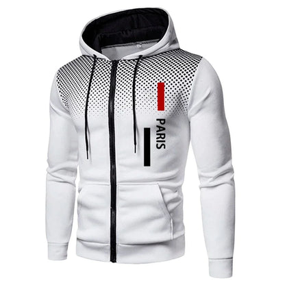 Men's Tracksuit Casual Zip Dot Hooded Sweatshirts Coat Outdoors Sports