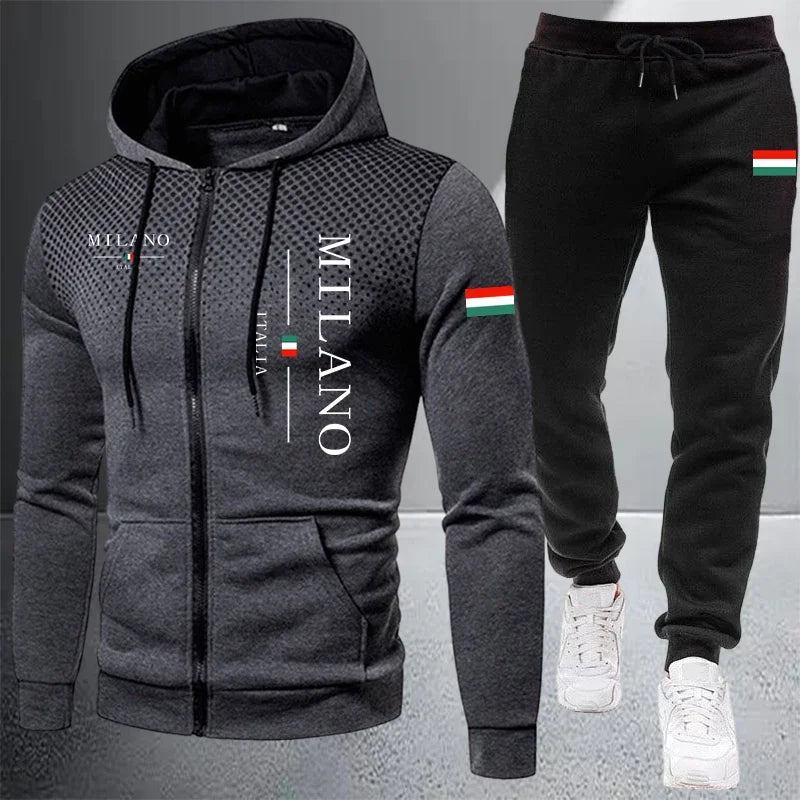 2026 High-end Men's Clothes Zip Hooded Sweatshirt Sports Jogging