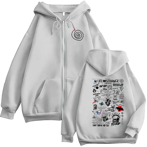Game Life Is Strange Print Zipper Hoodie Men Women Vintage Long Sleeve