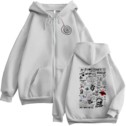 Game Life Is Strange Print Zipper Hoodie Men Women Vintage Long Sleeve