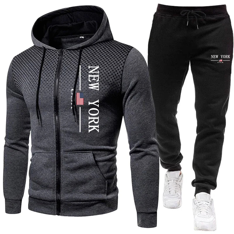 Men's Jacket Tracksuit Casual Zip Hooded Sweatshirts Dot Coat Outdoors