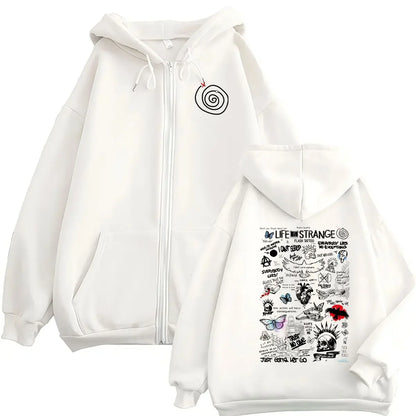 Game Life Is Strange Print Zipper Hoodie Men Women Vintage Long Sleeve