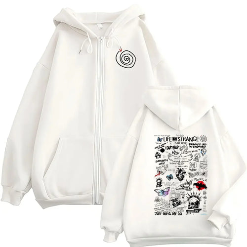 Game Life Is Strange Print Zipper Hoodie Men Women Vintage Long Sleeve