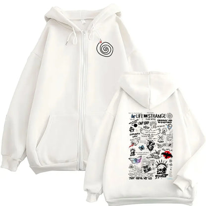 Game Life Is Strange Print Zipper Hoodie Men Women Vintage Long Sleeve