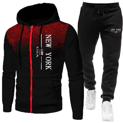 Men's Jacket Tracksuit Casual Zip Hooded Sweatshirts Dot Coat Outdoors