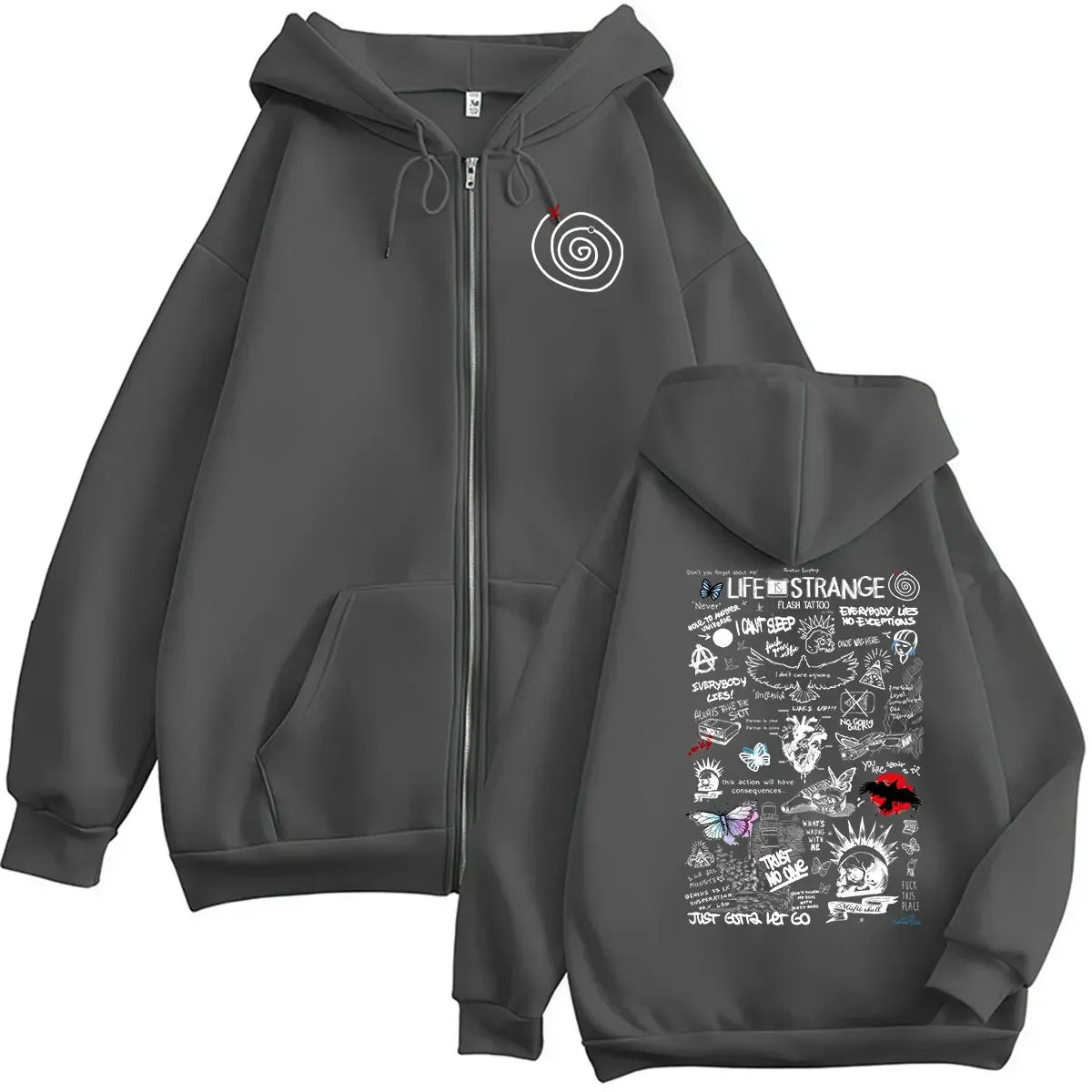 Game Life Is Strange Print Zipper Hoodie Men Women Vintage Long Sleeve