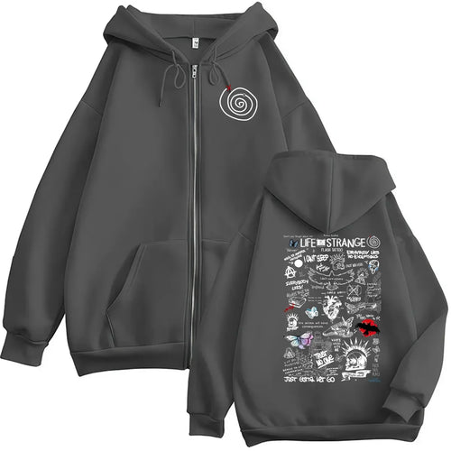 Game Life Is Strange Print Zipper Hoodie Men Women Vintage Long Sleeve