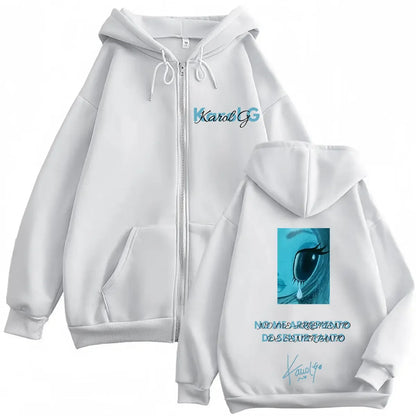 Karol G Album No Me Arrepiento De Sentir Tanto 2026 Zipper Hoodie Men