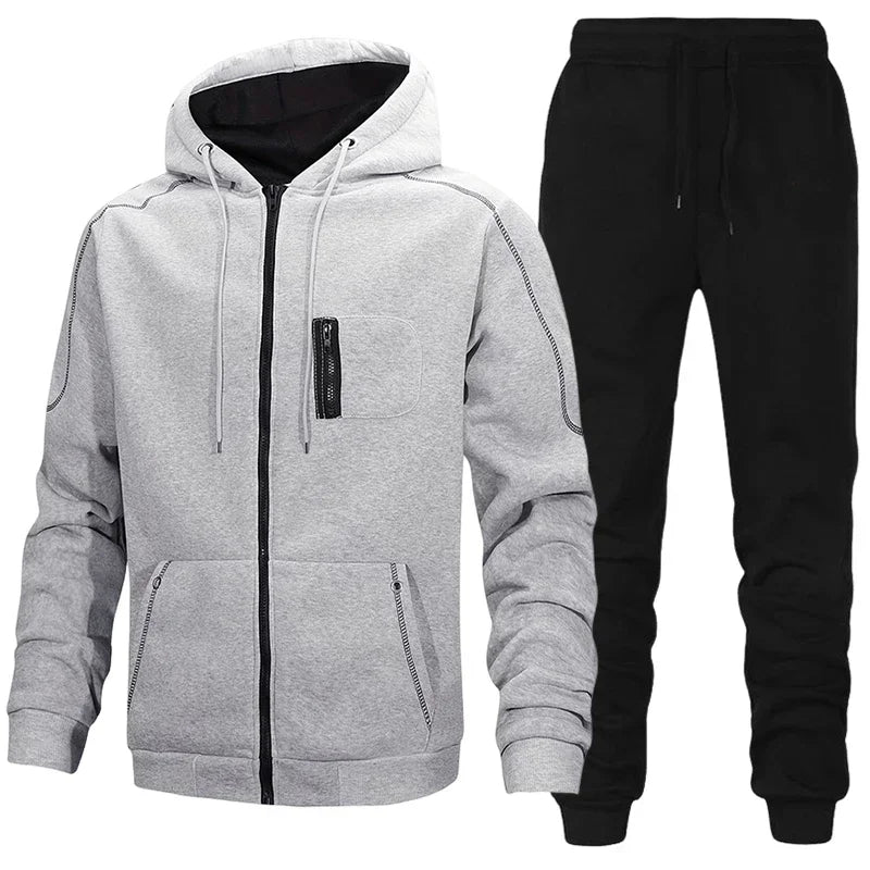 Hot Sales Men's Tracksuit Casual Hooded Zip Sweatshirts Coat Outdoors