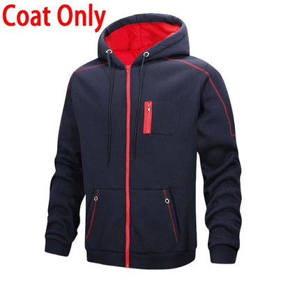 Hot Sales Men's Tracksuit Casual Hooded Zip Sweatshirts Coat Outdoors