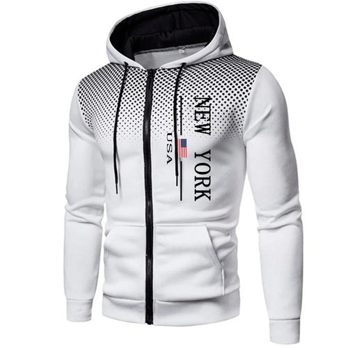 Men's Jacket Tracksuit Casual Zip Hooded Sweatshirts Dot Coat Outdoors