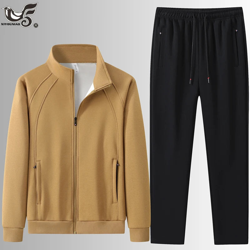 Men's Cotton Set Autumn Winter Jogging Sportswear 2PCS Sport Suit