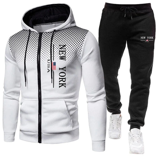 Men's Jacket Tracksuit Casual Zip Hooded Sweatshirts Dot Coat Outdoors