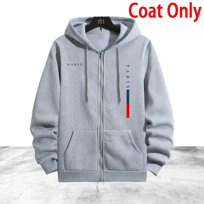 Men's Coat Tracksuit 2 Pcs Set Casual Zip Hooded Sweatshirt Street