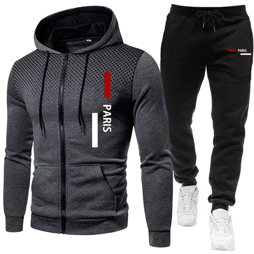 Men's Tracksuit Casual Zip Dot Hooded Sweatshirts Coat Outdoors Sports