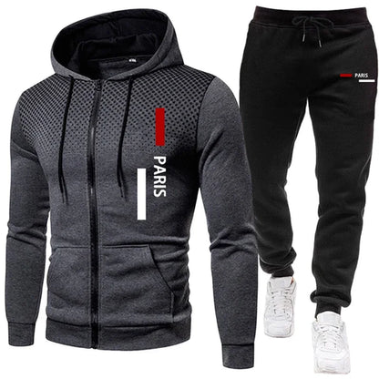 Men's Tracksuit Casual Zip Dot Hooded Sweatshirts Coat Outdoors Sports