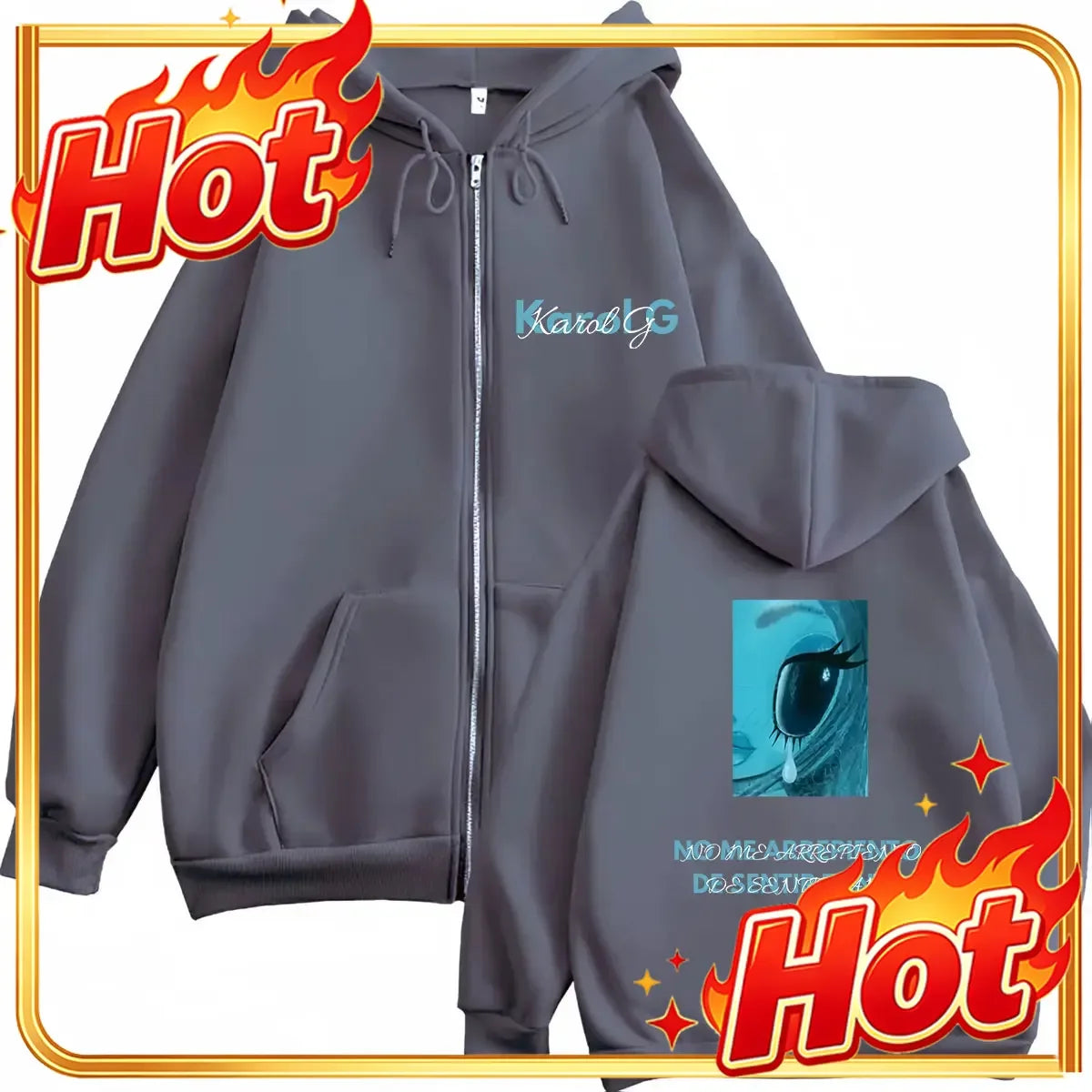 Karol G Album No Me Arrepiento De Sentir Tanto 2026 Zipper Hoodie Men