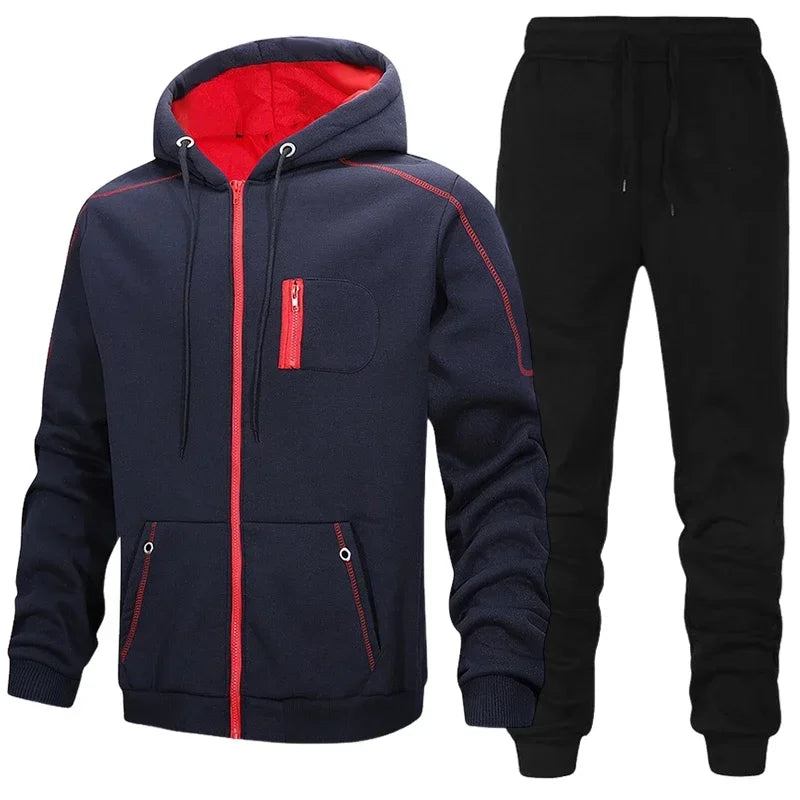 Hot Sales Men's Tracksuit Casual Hooded Zip Sweatshirts Coat Outdoors